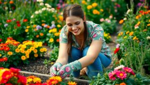 floral gardening gloves